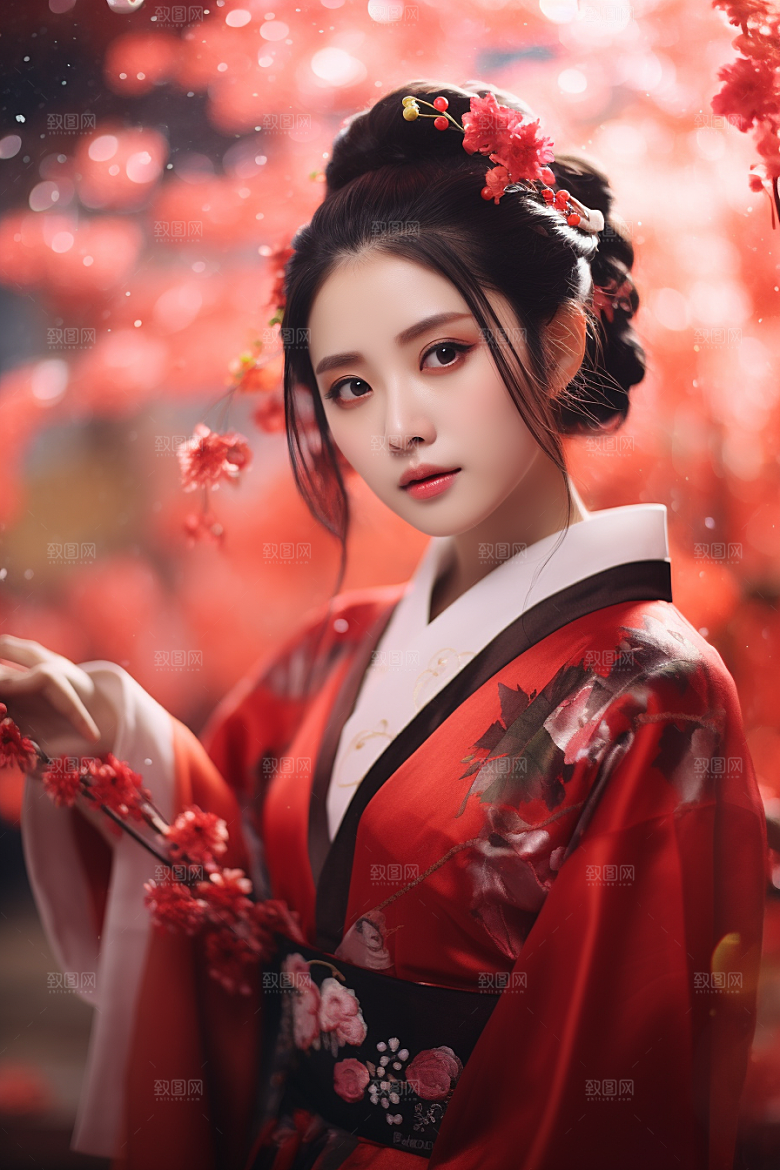 春节汉服女孩喜庆过年CG