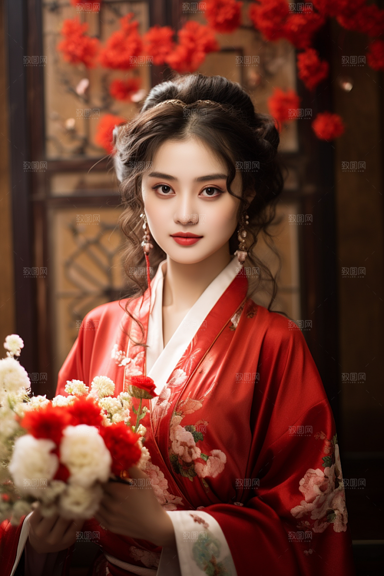 春节汉服女孩高清过年CG