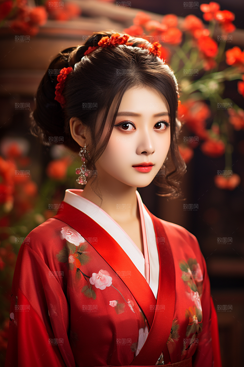 春节汉服女孩喜庆新春CG