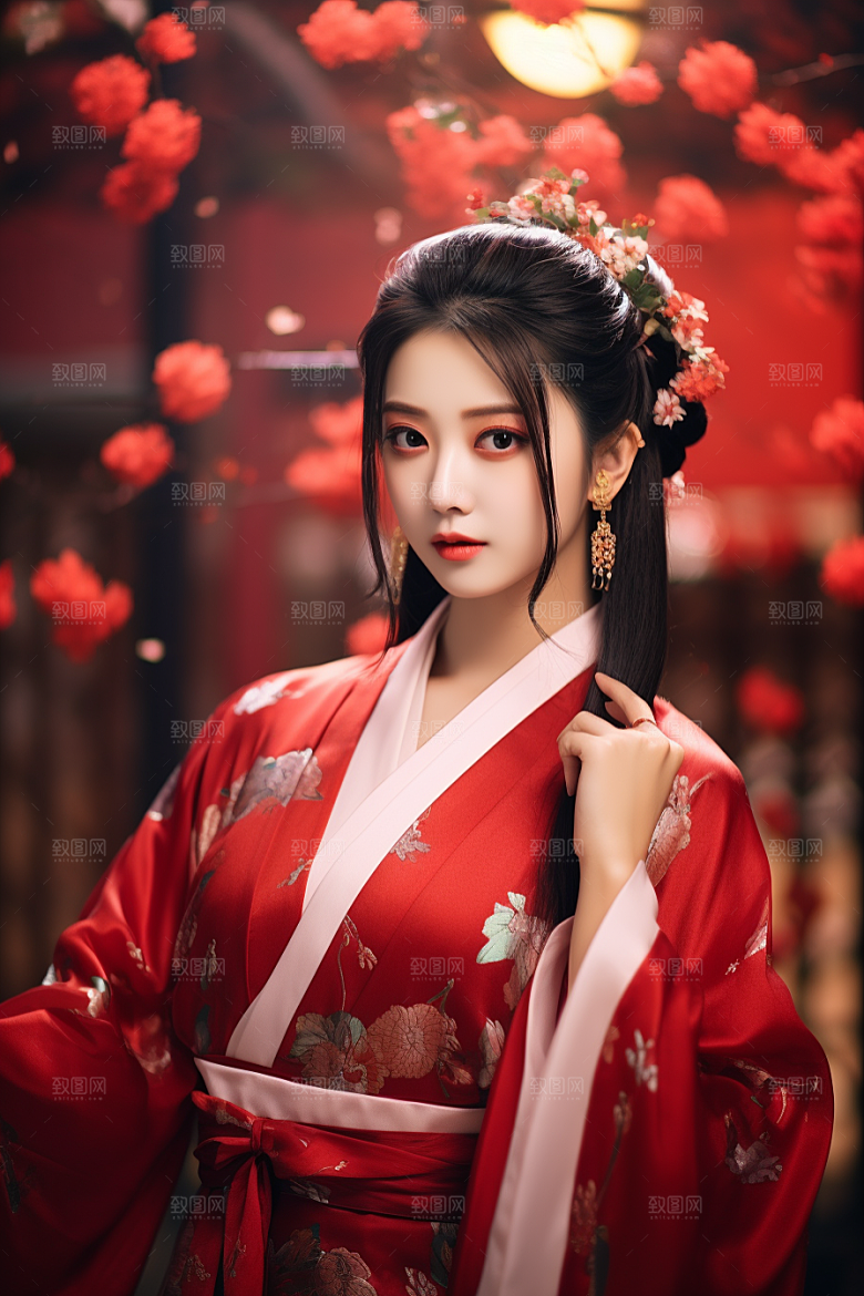 春节汉服女孩高清新春CG