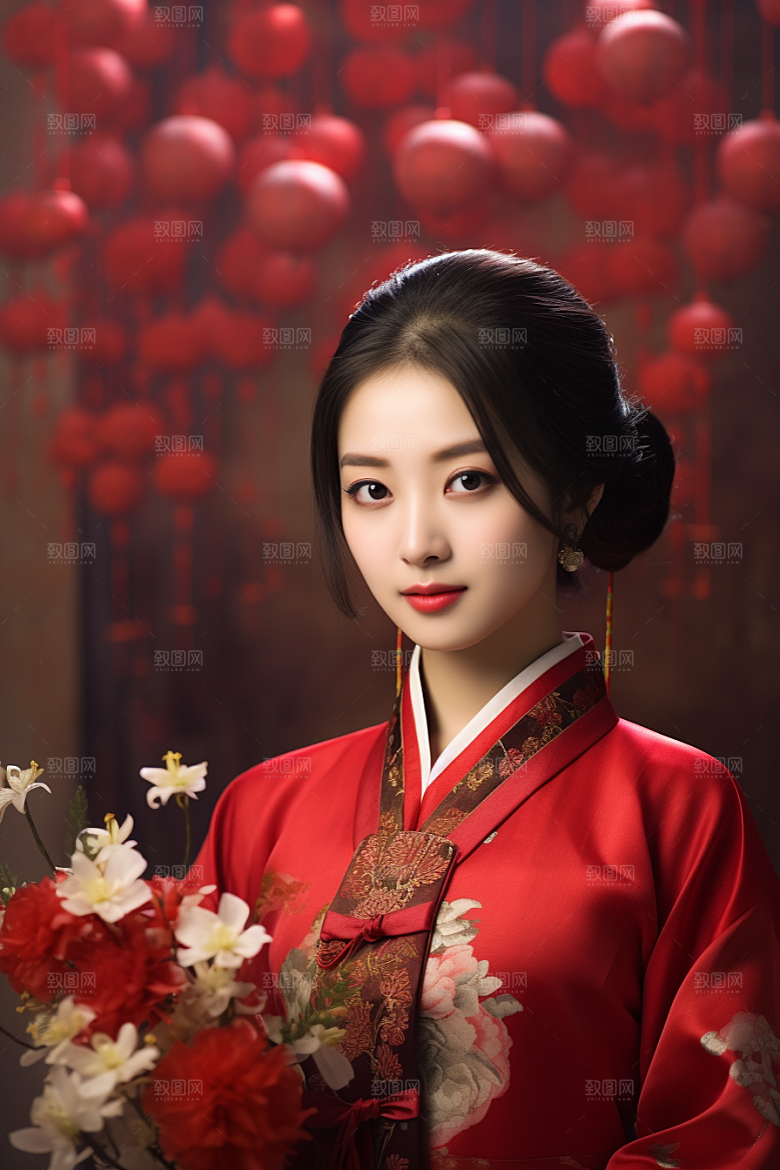 春节汉服女孩传统文化中国风CG
