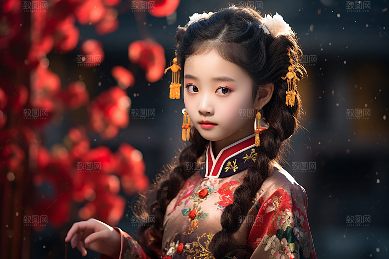 春节汉服女孩传统文化中国风CG