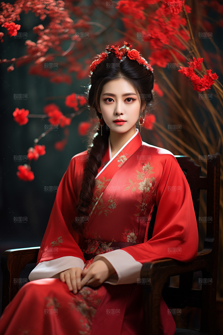 春节汉服女孩春日中国风CG