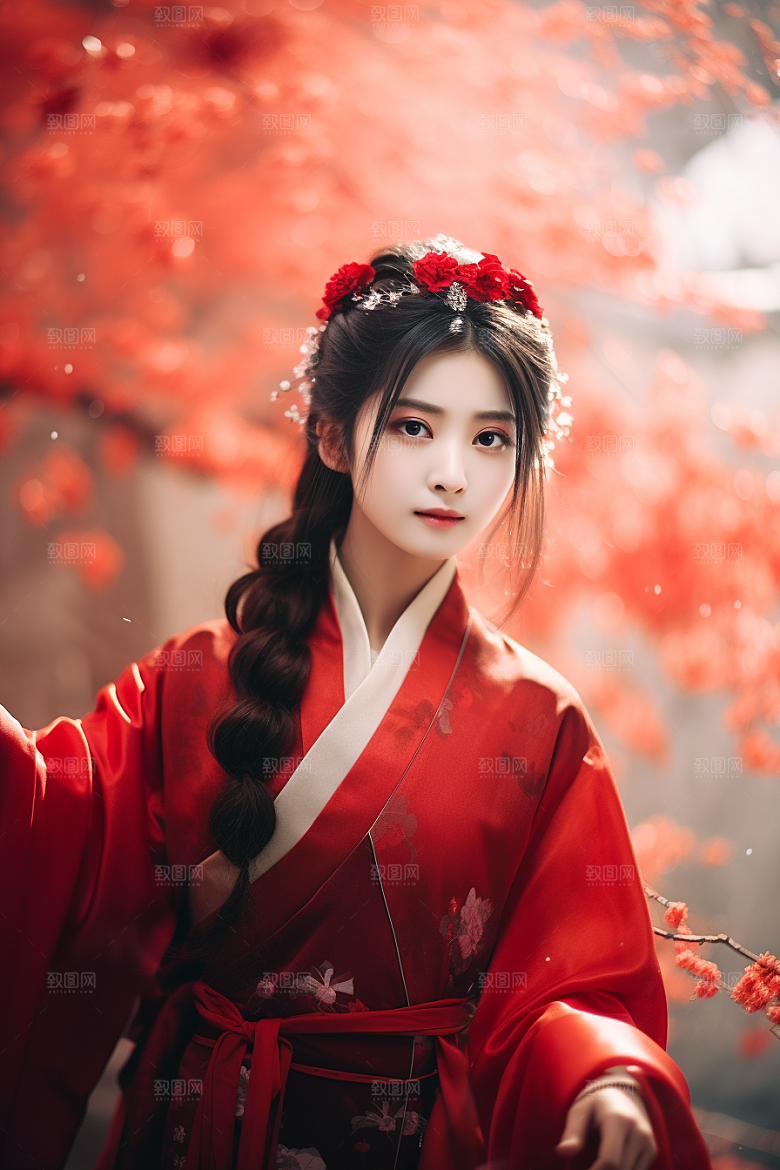 春节汉服女孩春日中国风CG