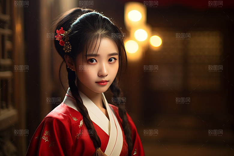 春节汉服女孩喜庆高清CG