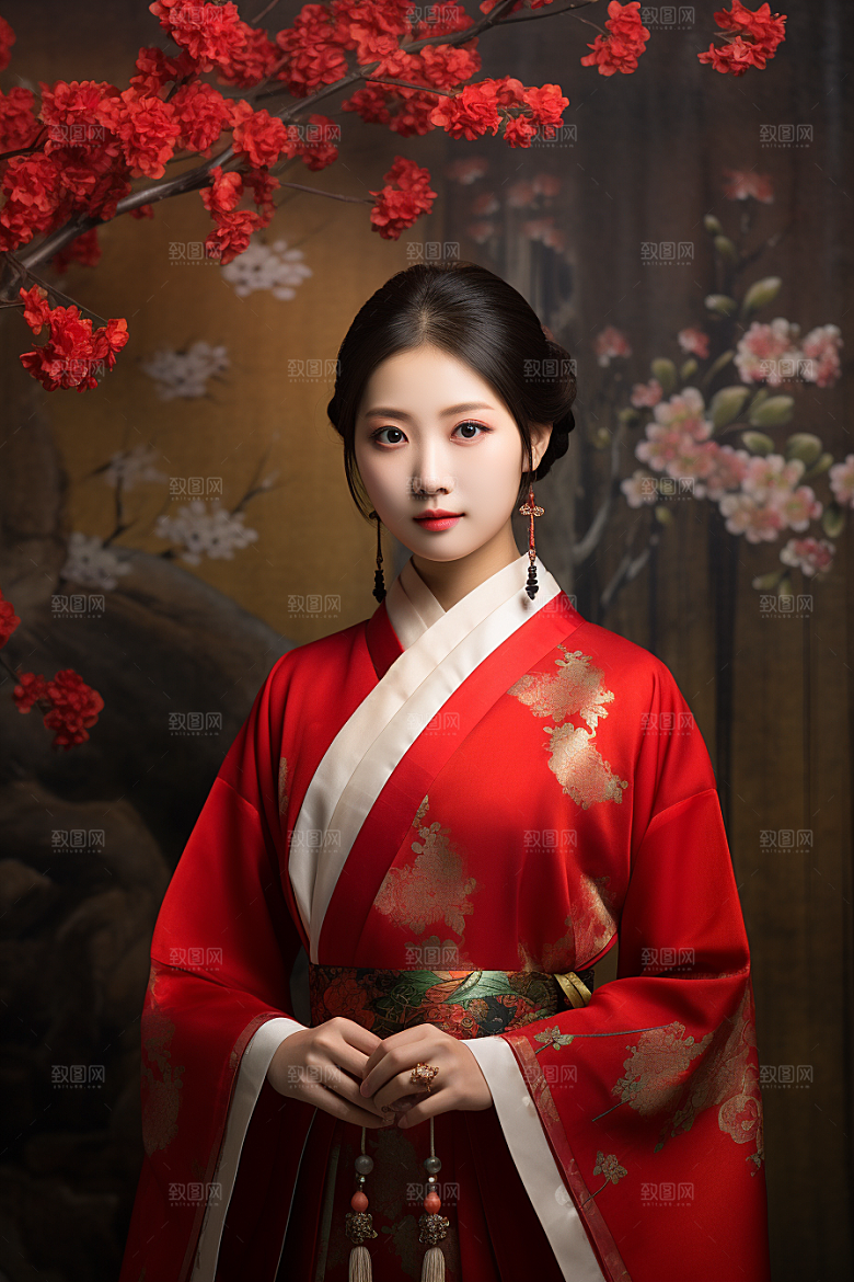 春节汉服女孩过年中国风CG