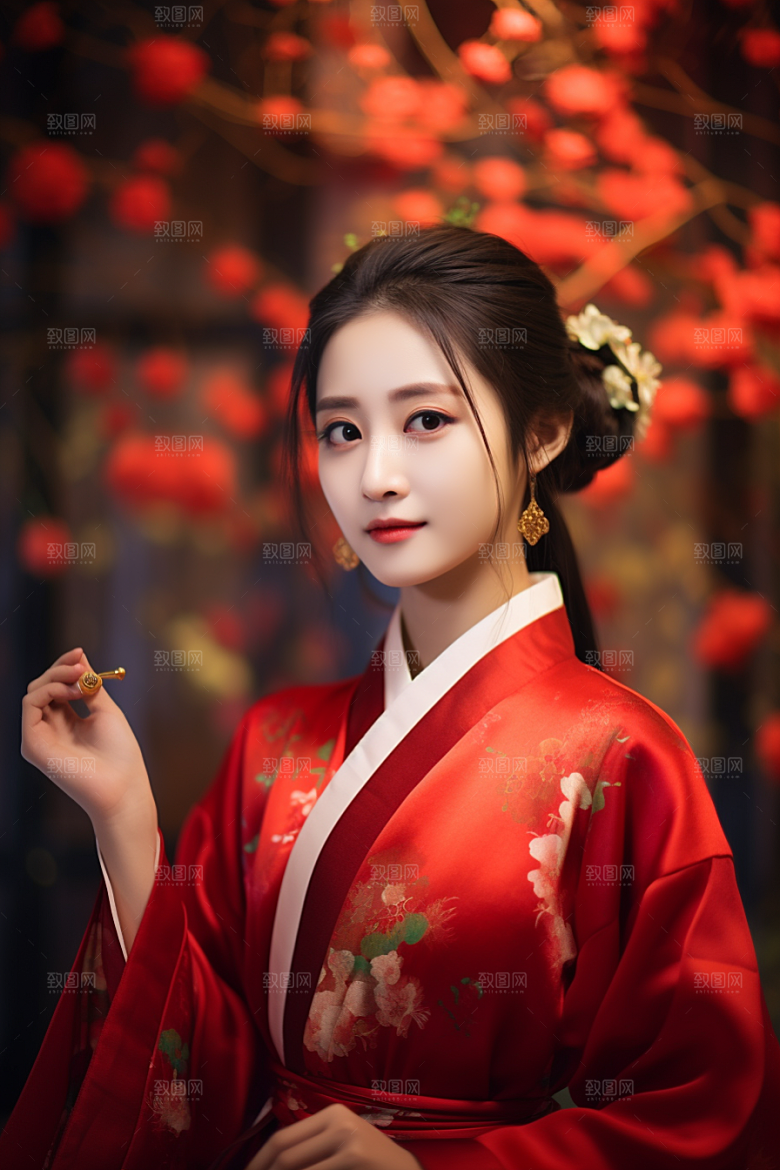 春节汉服女孩高清喜庆CG