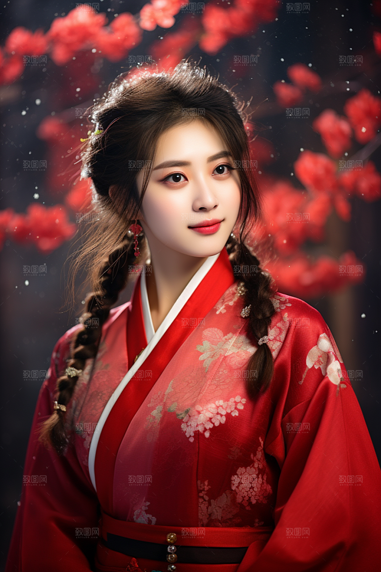 春节汉服女孩高清喜庆CG