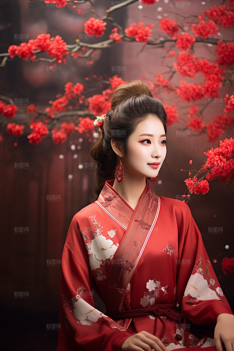 春节汉服女孩喜庆高清CG