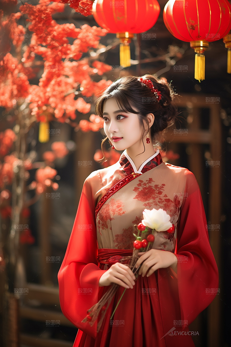 春节汉服女孩高清喜庆CG