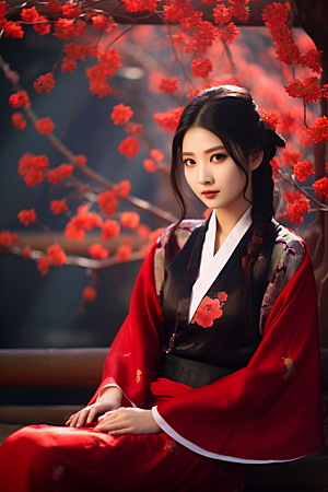 春节汉服女孩传统文化过年CG