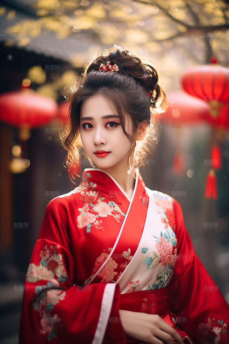 春节汉服女孩过年春日CG
