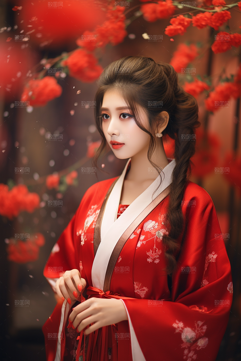 春节汉服女孩新春喜庆CG