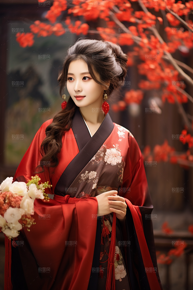 春节汉服女孩春日中国风CG