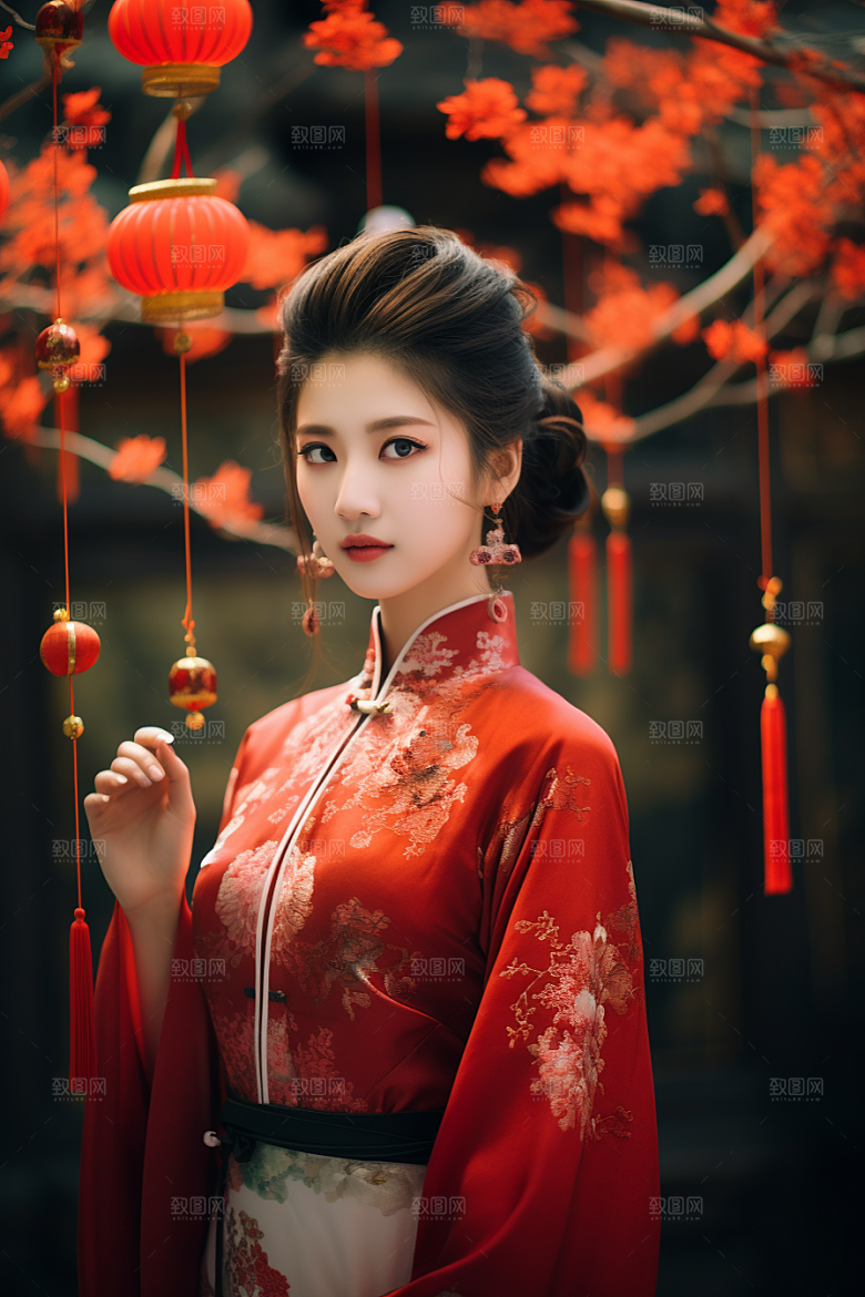 春节汉服女孩新春过年CG