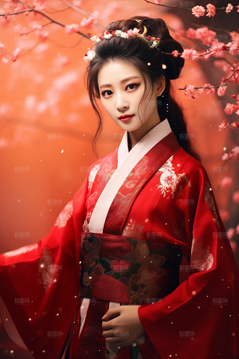 春节汉服女孩新春春日CG