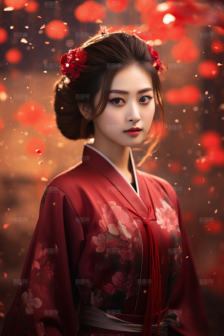 春节汉服女孩新春传统文化CG
