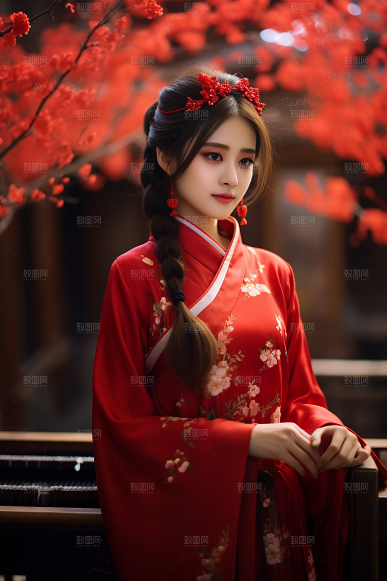 春节汉服女孩高清中国风CG