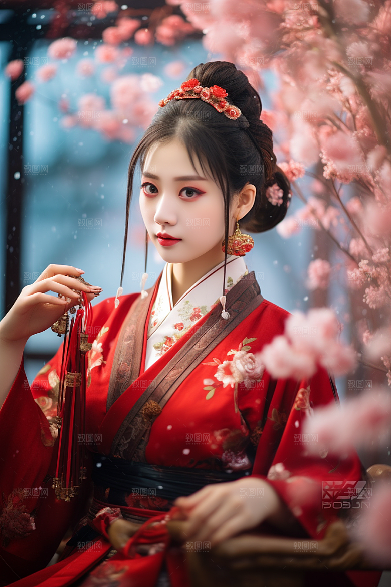 春节汉服女孩春日高清CG