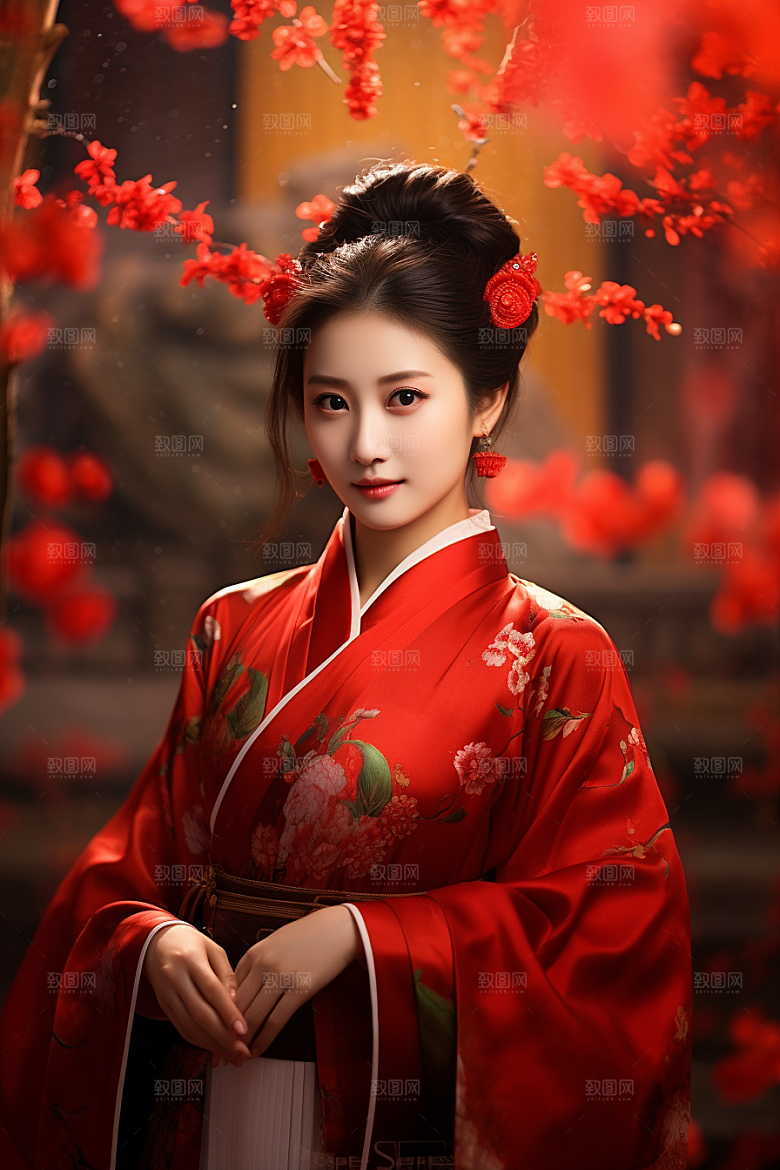 春节汉服女孩新春中国风CG