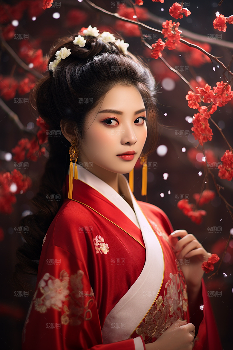 春节汉服女孩春日高清CG