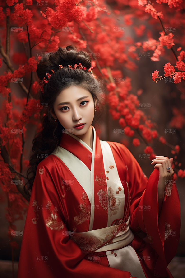 春节汉服女孩传统文化过年CG