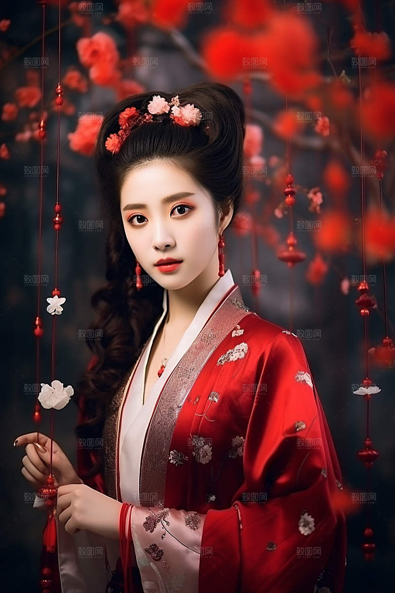 春节汉服女孩过年高清CG