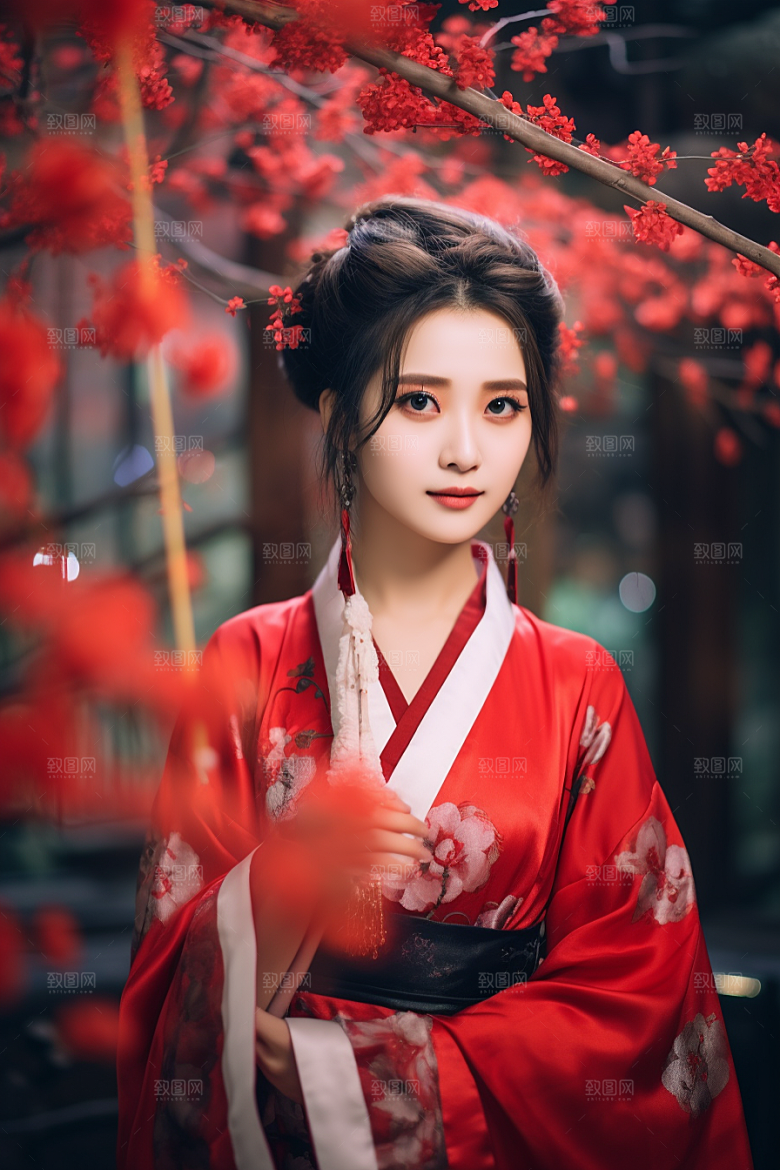 春节汉服女孩过年春日CG