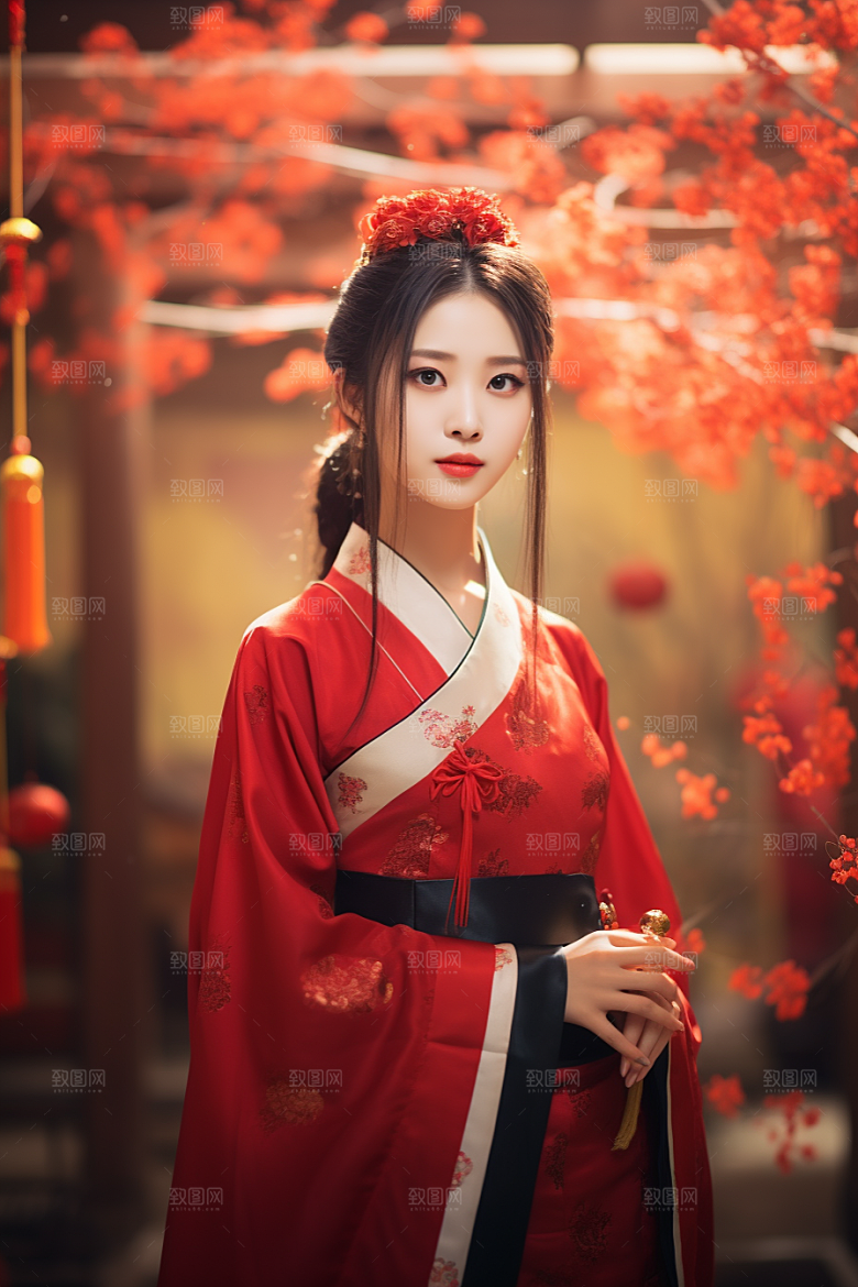 春节汉服女孩过年新春CG