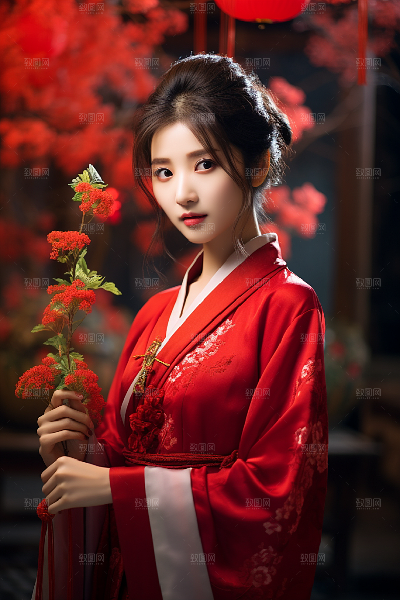 春节汉服女孩春日新春CG