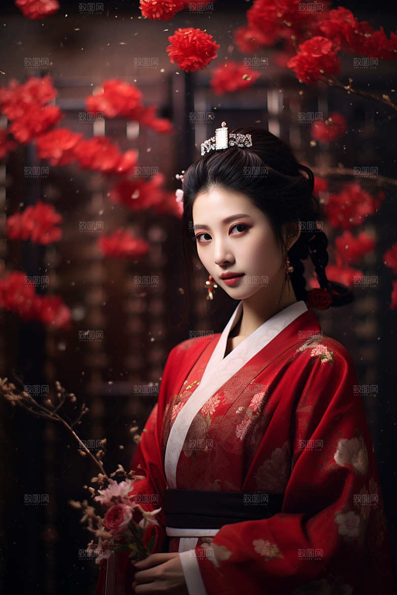 春节汉服女孩喜庆高清CG