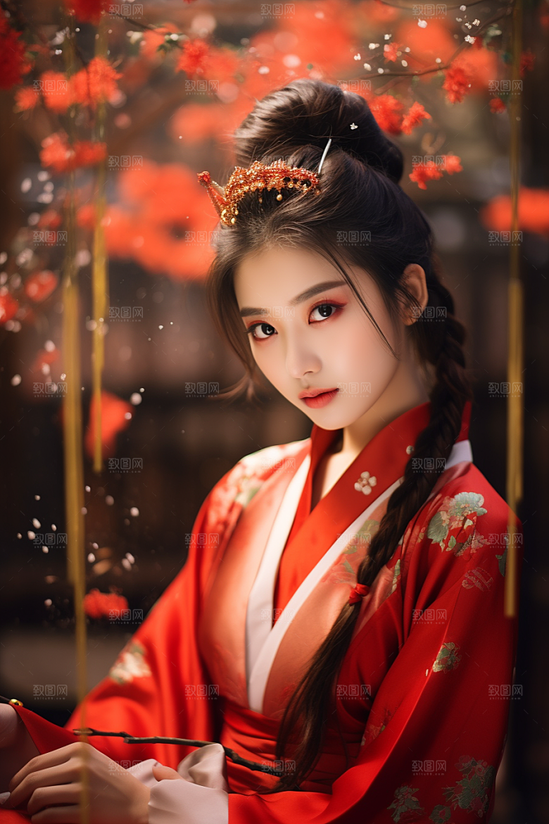 春节汉服女孩新春中国风CG