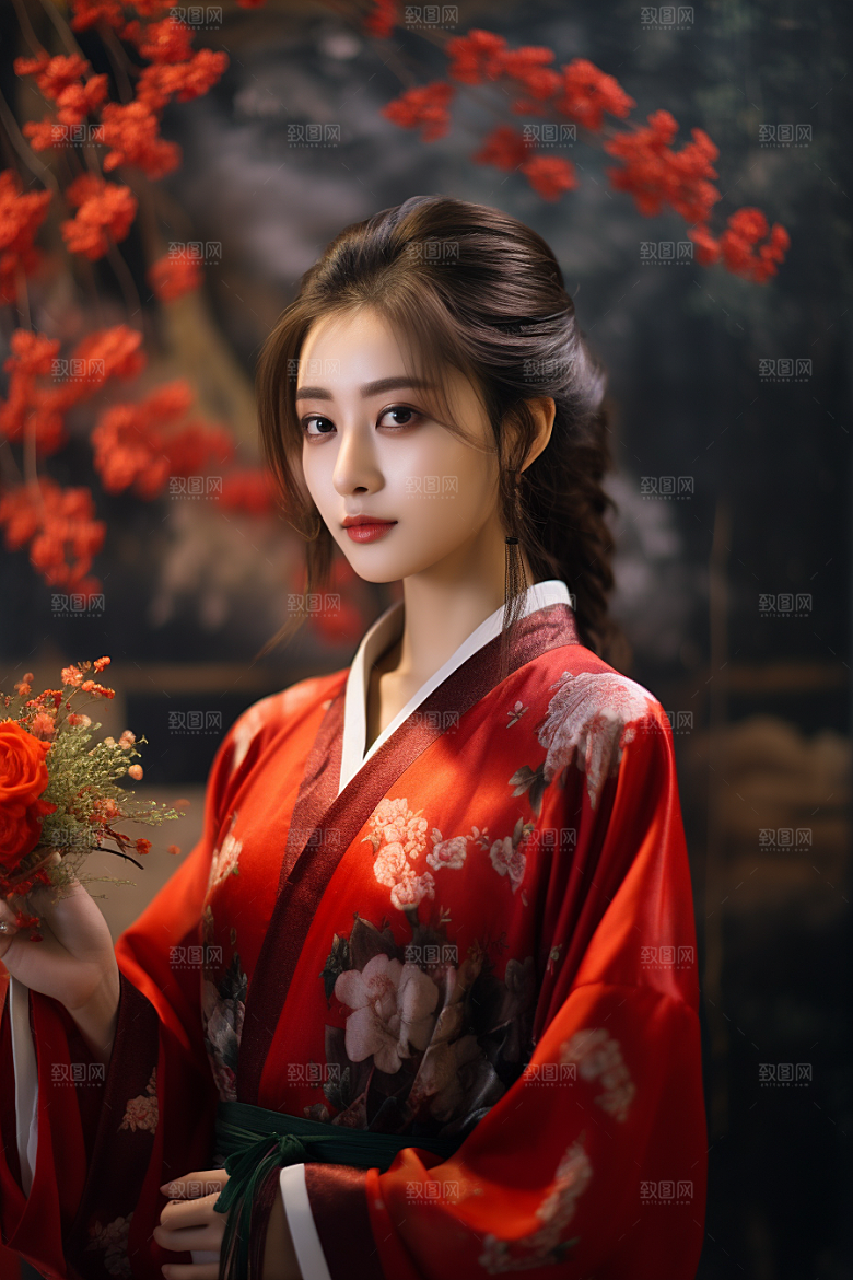 春节汉服女孩中国风春日CG