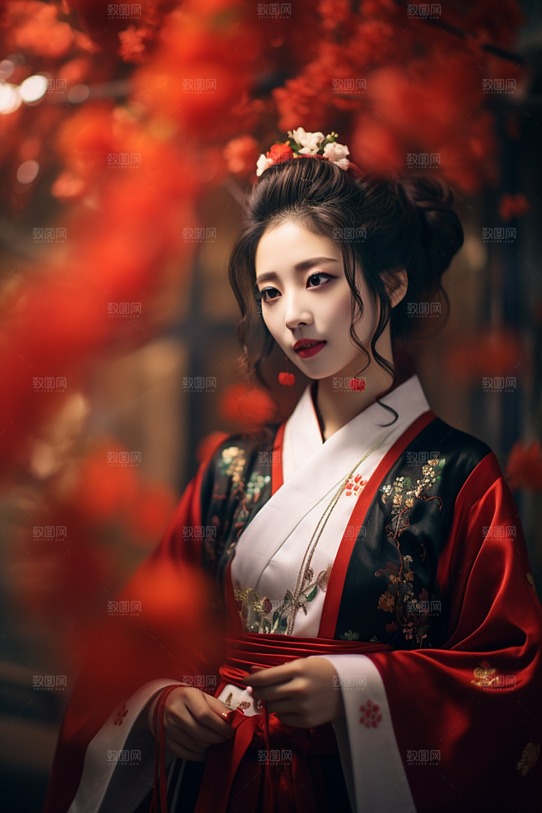 春节汉服女孩中国风传统文化CG