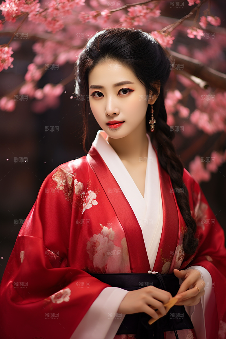 春节汉服女孩喜庆新春CG