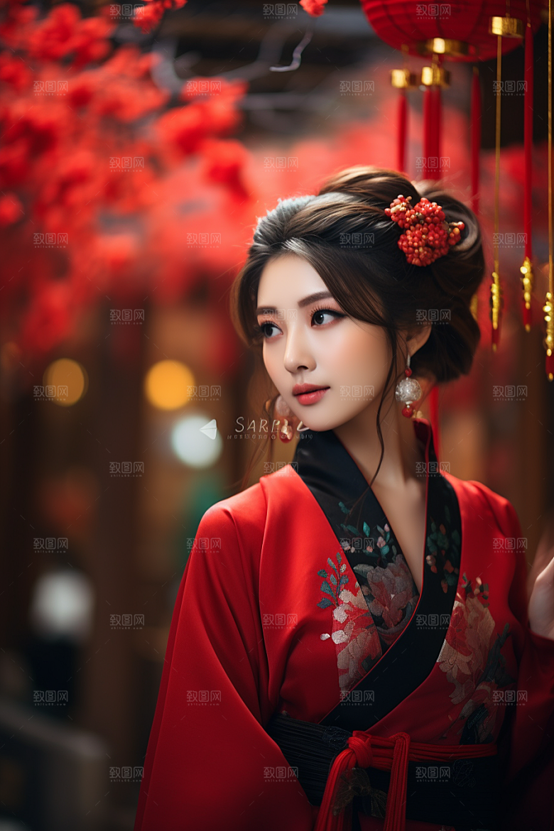 春节汉服女孩春日中国风CG