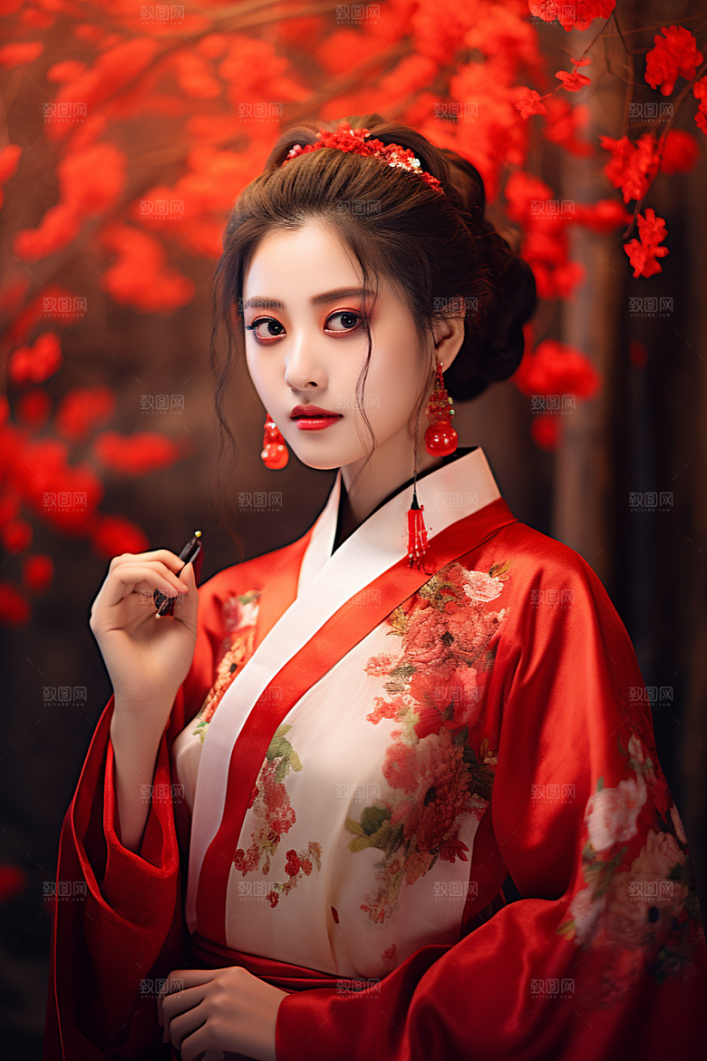 春节汉服女孩新春中国风CG
