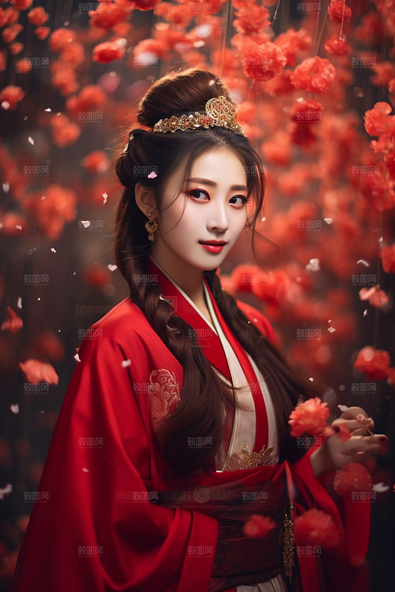 春节汉服女孩新春传统文化CG