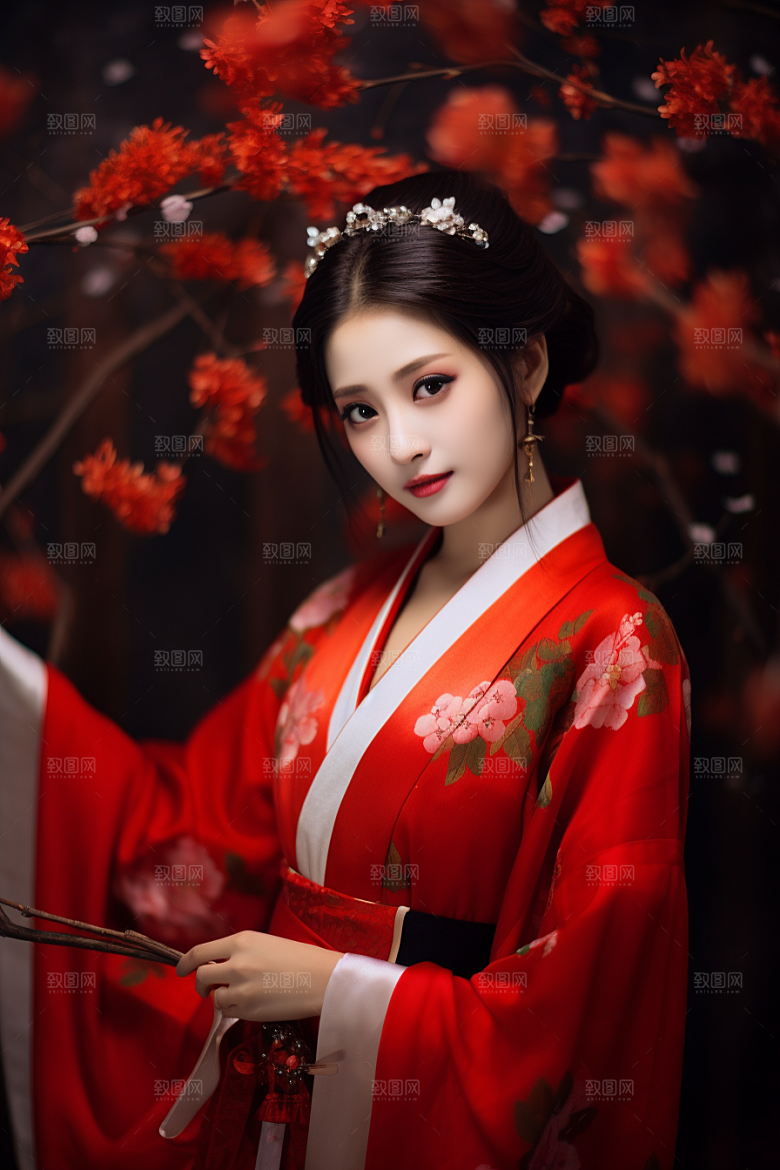 春节汉服女孩过年高清CG