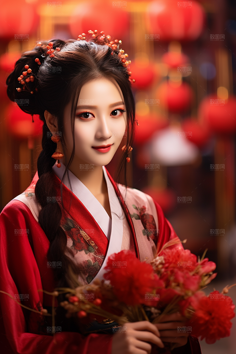 春节汉服女孩中国风春日CG