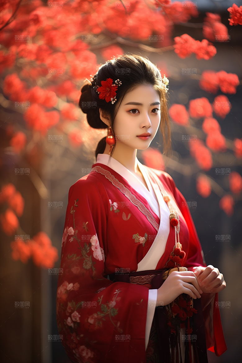 春节汉服女孩过年中国风CG