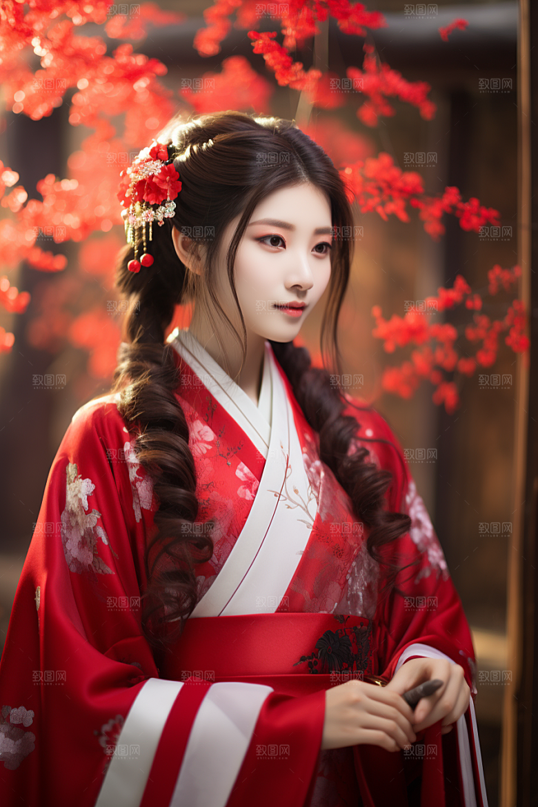 春节汉服女孩高清新春CG