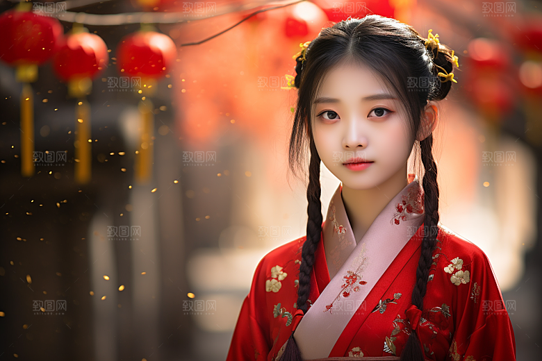 春节汉服女孩传统文化中国风CG