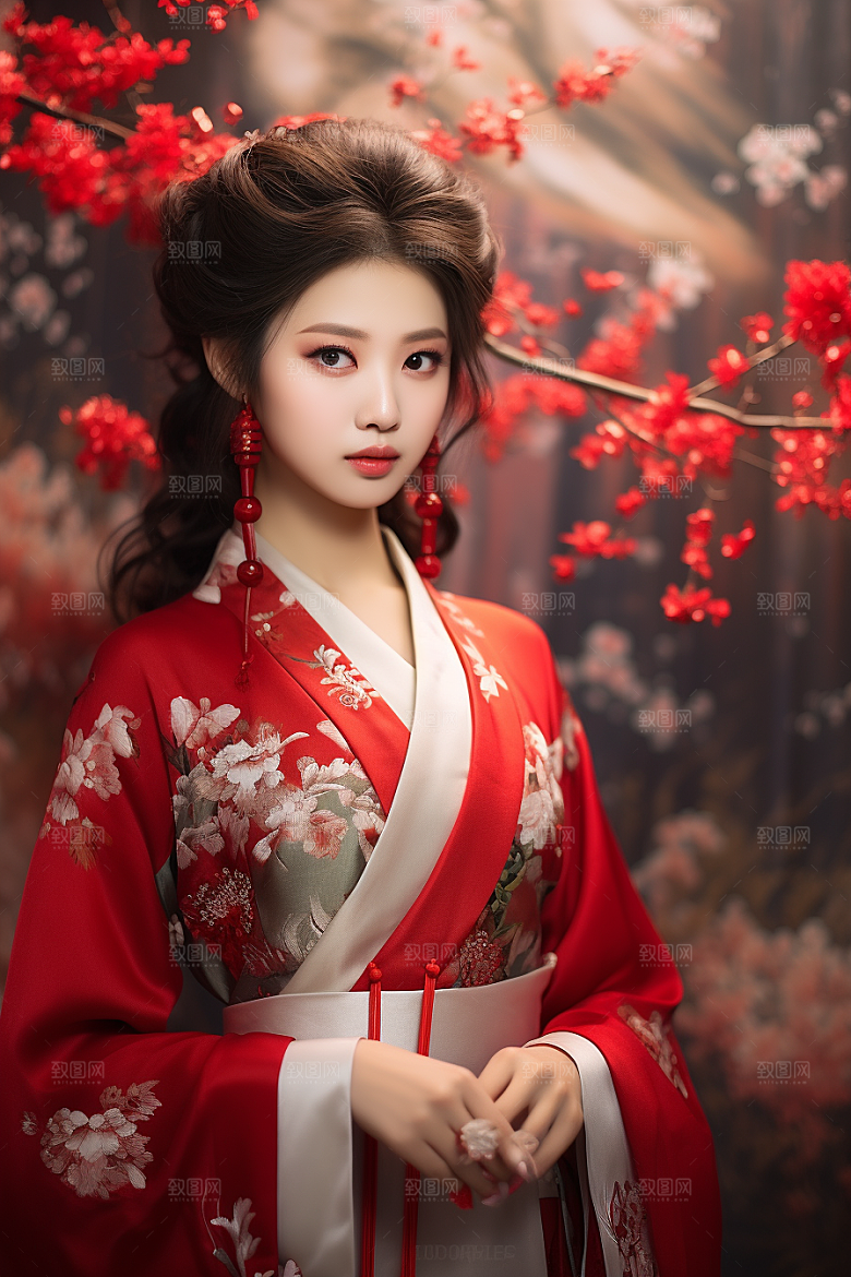 春节汉服女孩高清新春CG