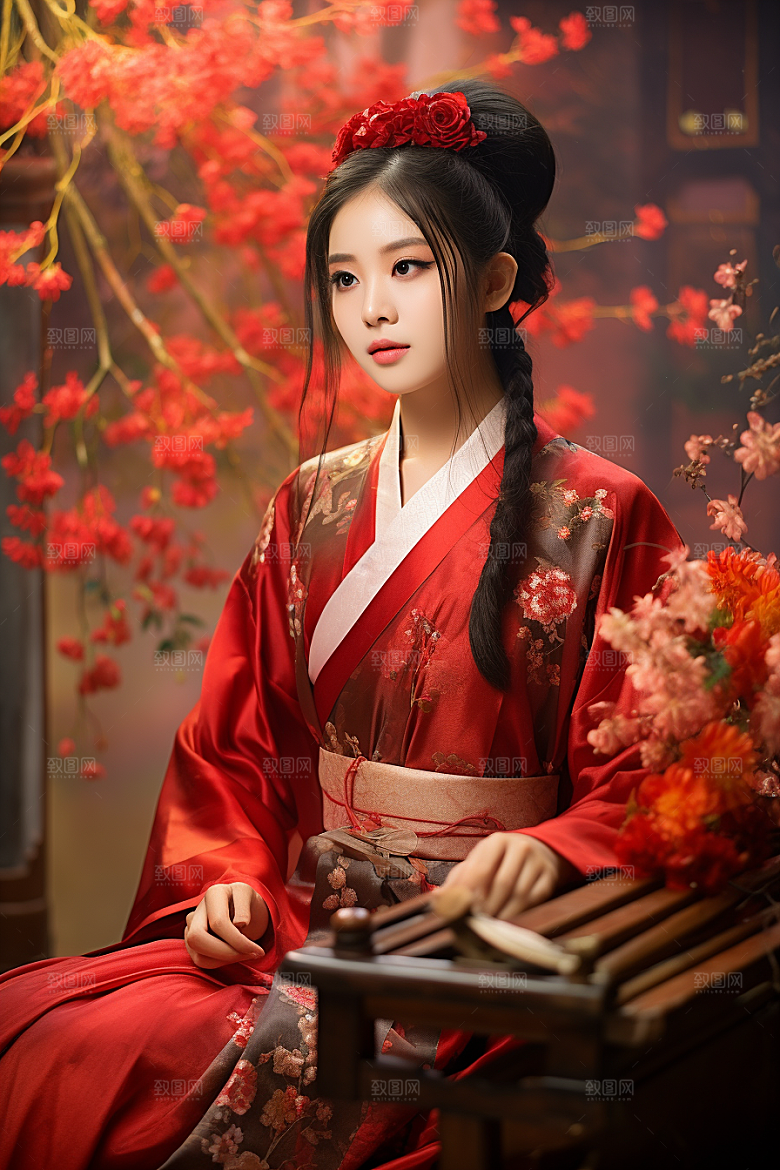 春节汉服女孩喜庆春日CG