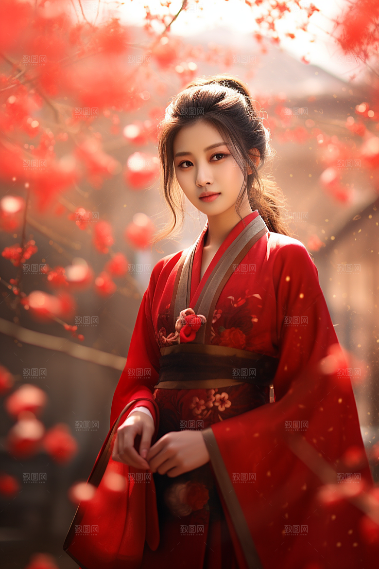 春节汉服女孩过年春日CG