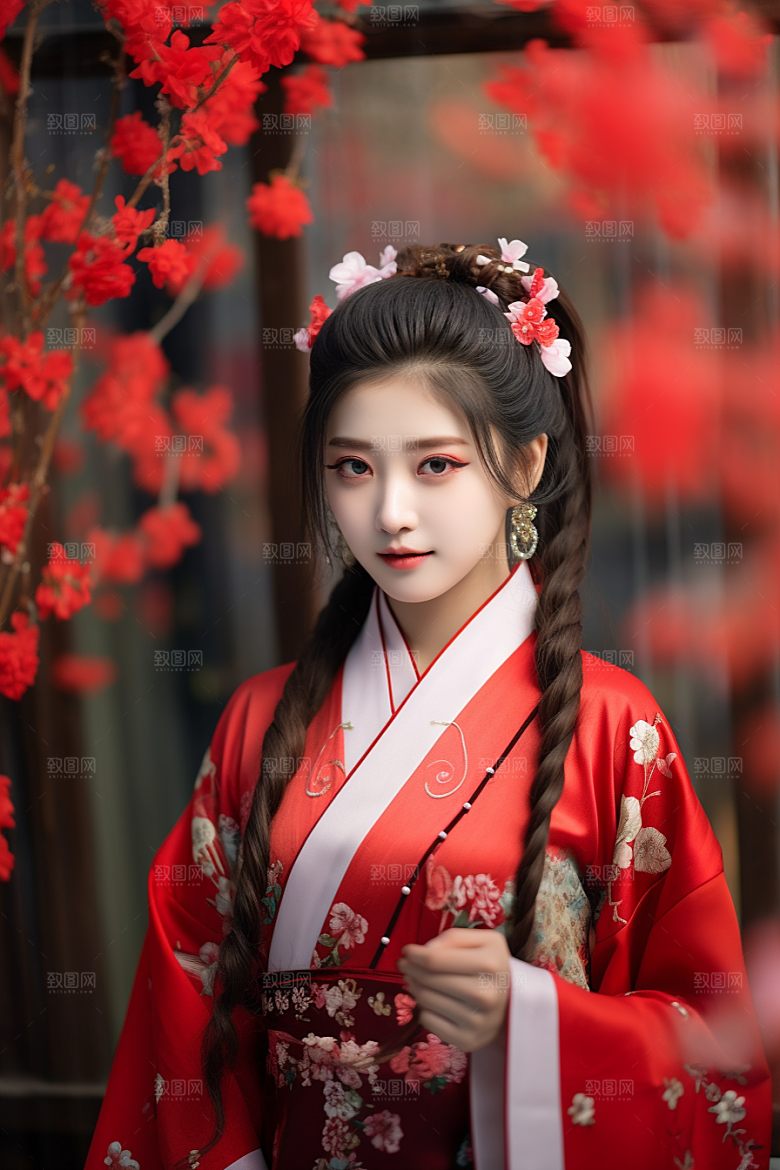 春节汉服女孩新春传统文化CG