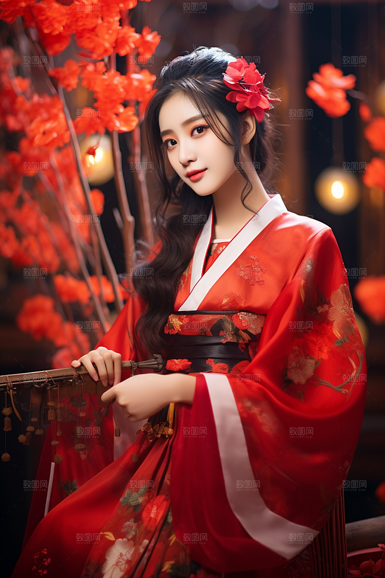春节汉服女孩新春春日CG