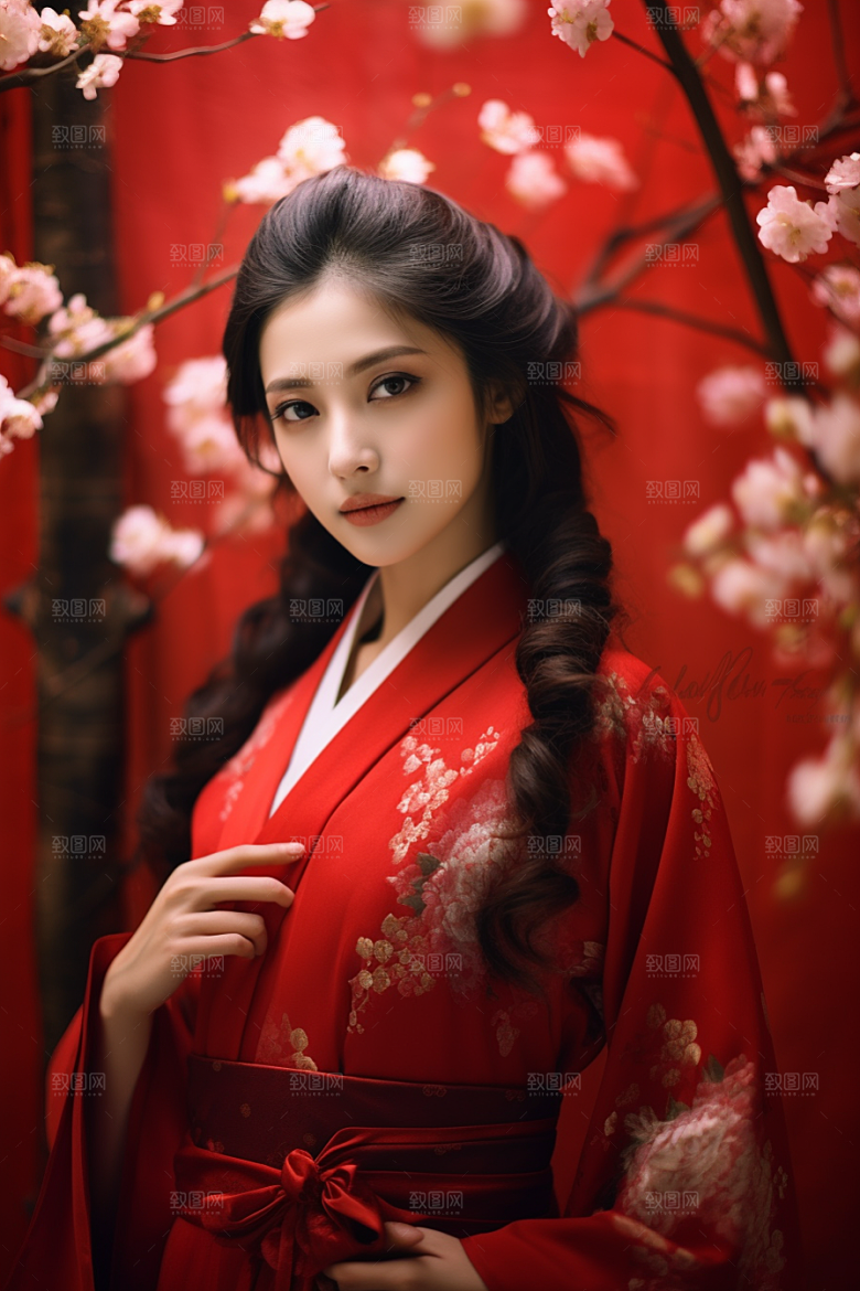 春节汉服女孩中国风过年CG
