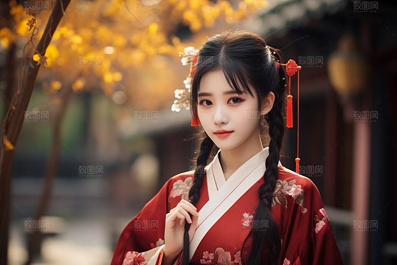 春节汉服女孩新春喜庆CG